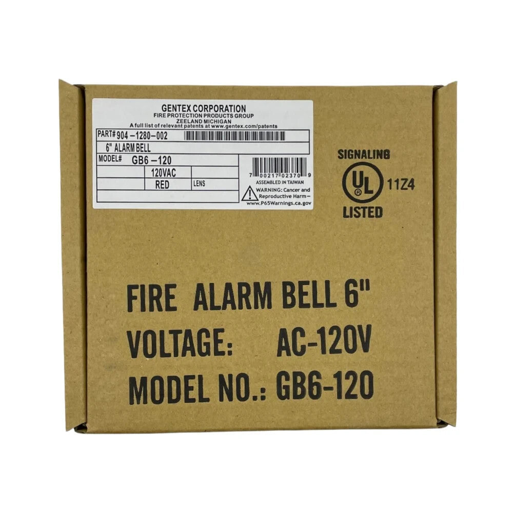 Gentex GB6-120 (904-1280-002) 6" Fire Alarm Bell - Same Day Shipping (SEALED)