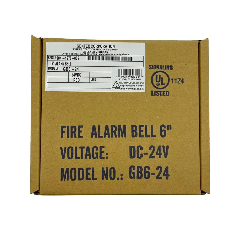 Gentex GB6-24 (904-1278-002) 6" Fire Alarm Bell - Same Day Shipping (SEALED)