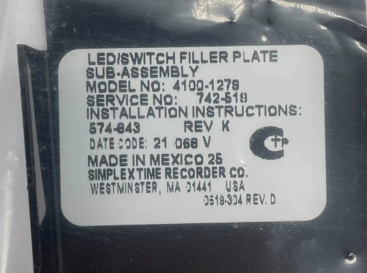 Simplex 4100-1279 Blank Display Module