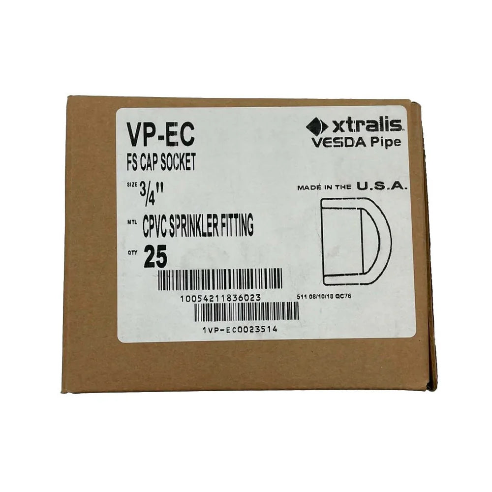 Vesda VP-EC End Cap, 3/4″ CPVC, Pack of 25