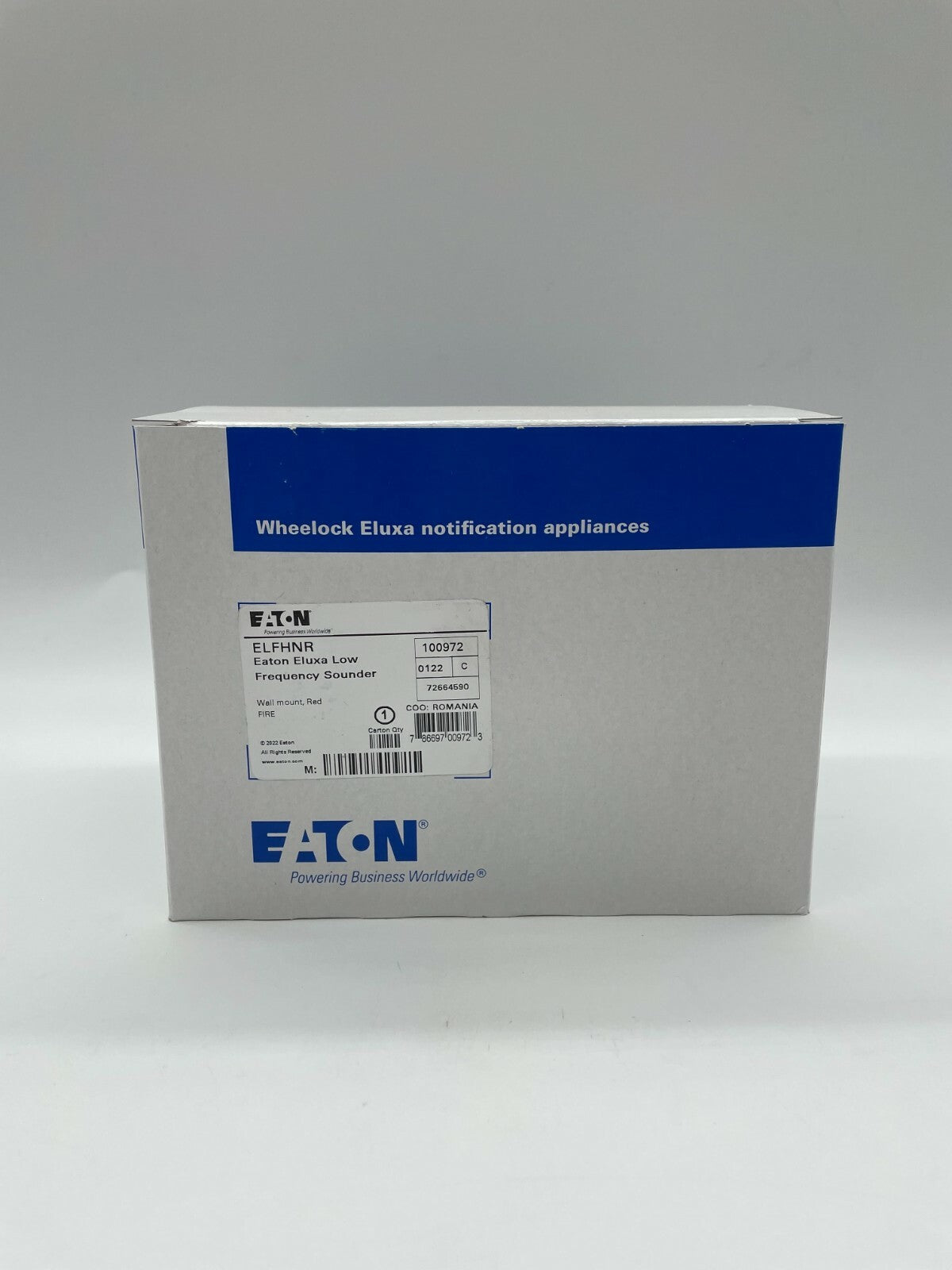 Eaton ELFHNR Wheelock Eluxa Low Frequency Sounder, Wall, FIRE Lettering, 24V