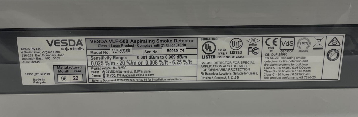 Vesda VLF-500-00 - Same Day Shipping (SEALED)