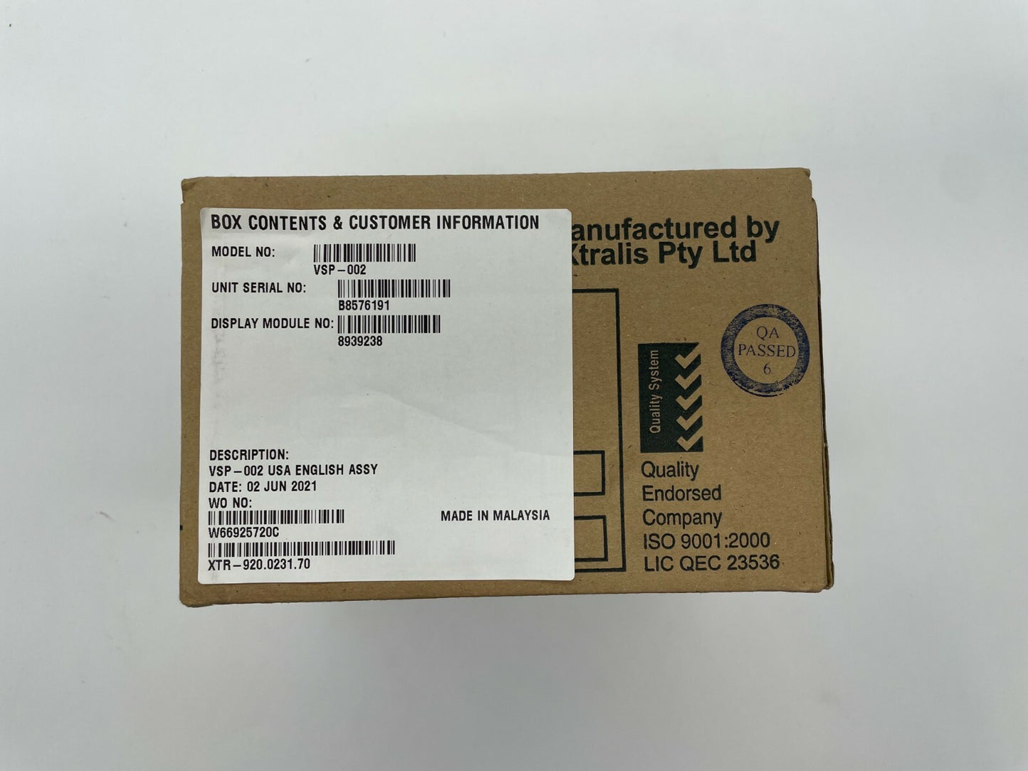 VESDA VSP-002 | STANDARD DISPLAY MODULE | (SEALED BOX)