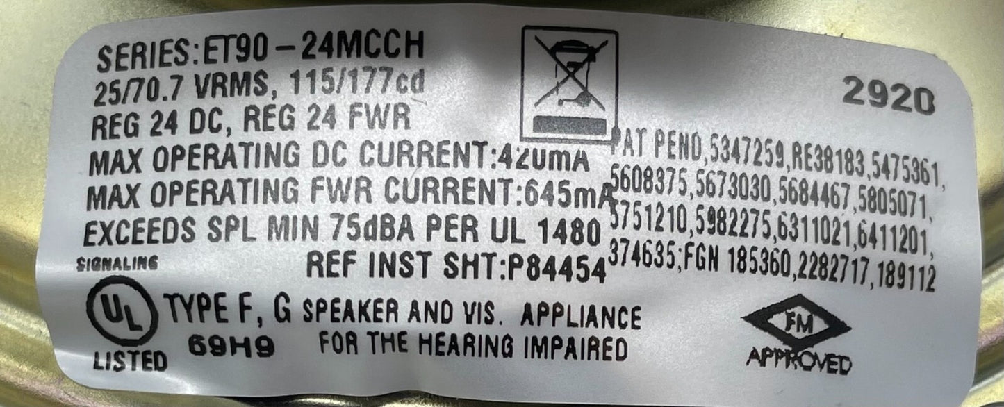 Wheelock ET90-24MCCH-FW | Same Day Shipping (SEALED)