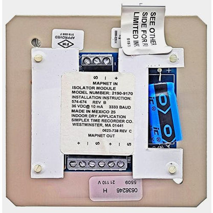 Simplex 2190-9170 Isolator Short Circuit Flush Mount 3