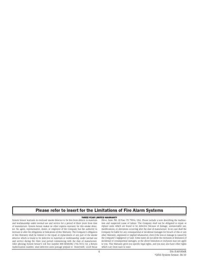 System Sensor 2D51 Photoelectric Smoke Detector