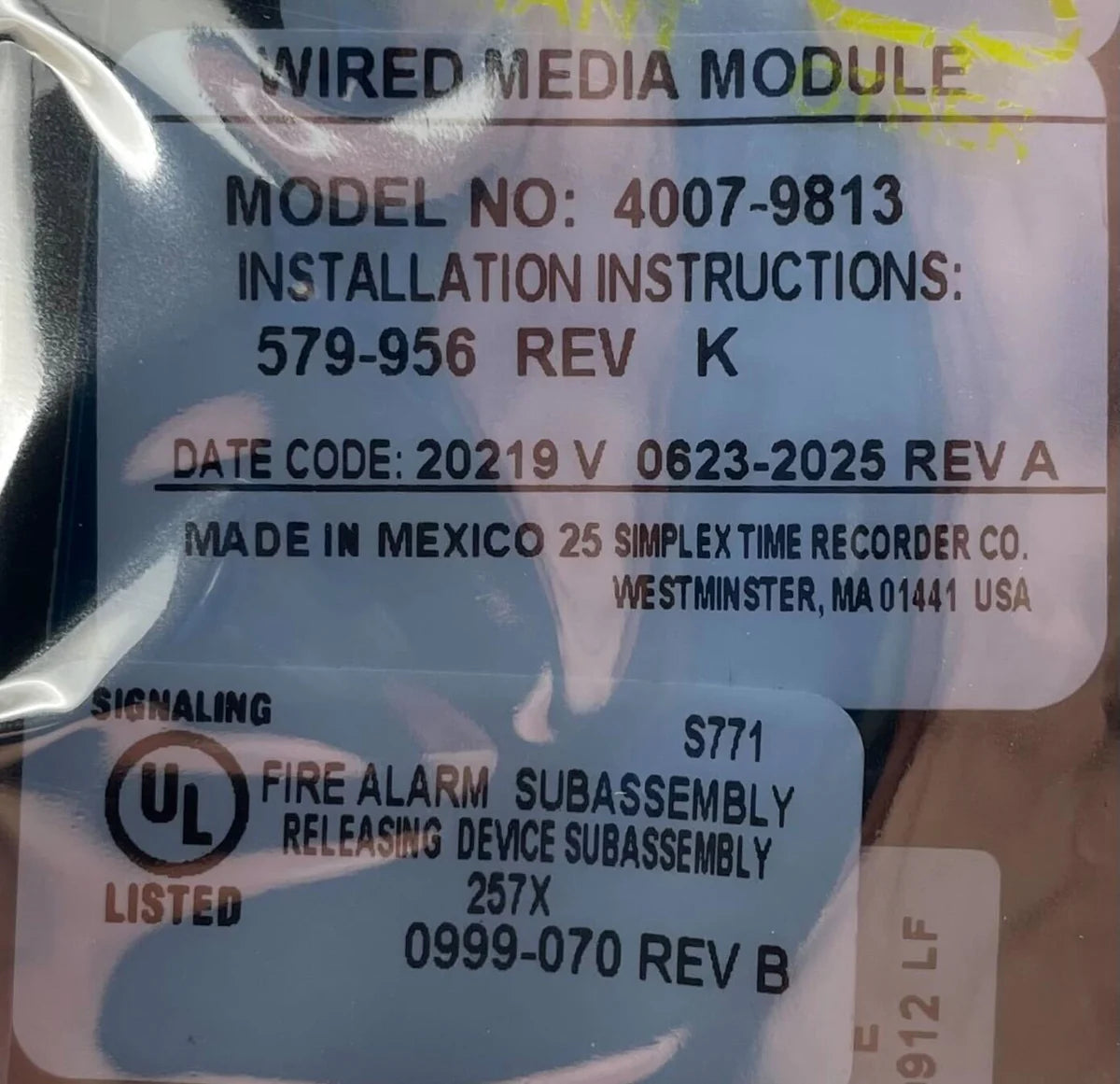 Simplex 4007-9813 Wired Media Card