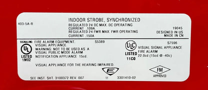 Edwards EST 403-5A-R Bell-Strobe Plate