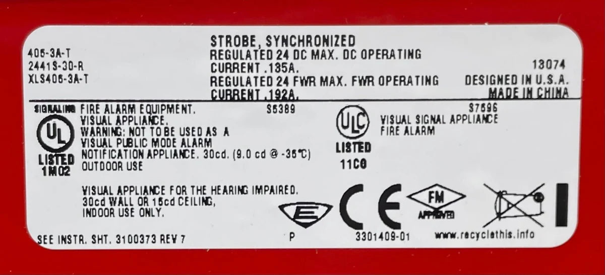 Edwards 405-3A-T 30 Cd Synchronized Strobe