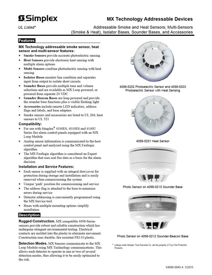 Simplex 4098-5207 5 Inches Sensor Base