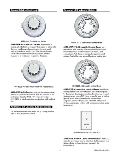 Simplex 4098-5207 5 Inches Sensor Base