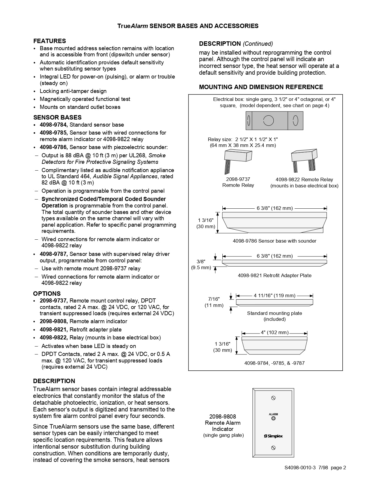 Simplex 4098-9701 TrueAlarm Smoke Detector Addressable Head