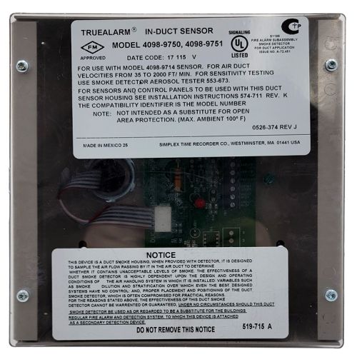 Simplex 4098-9750 In-Duct Sensor Housing without Relay
