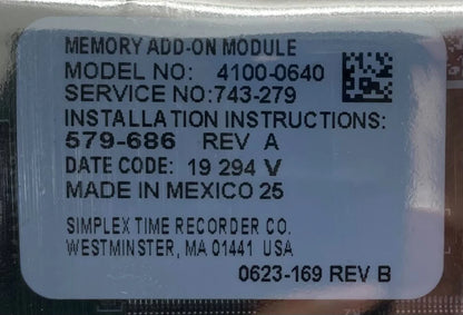 Simplex 4100-0640 Infoalarm Memory Expansion Module