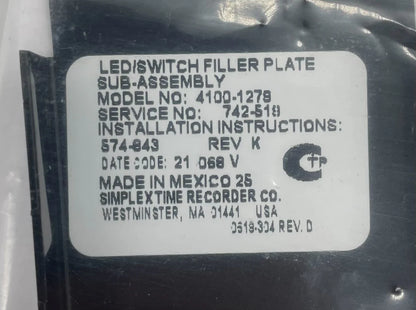 Simplex 4100-1279 Blank Display Module