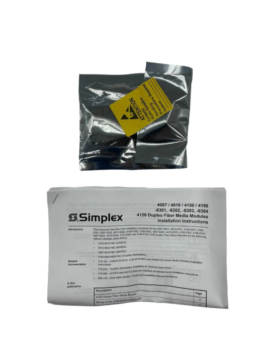 Simplex 4100-6302 Single-Mode Duplex 4120 Fiber Media Card