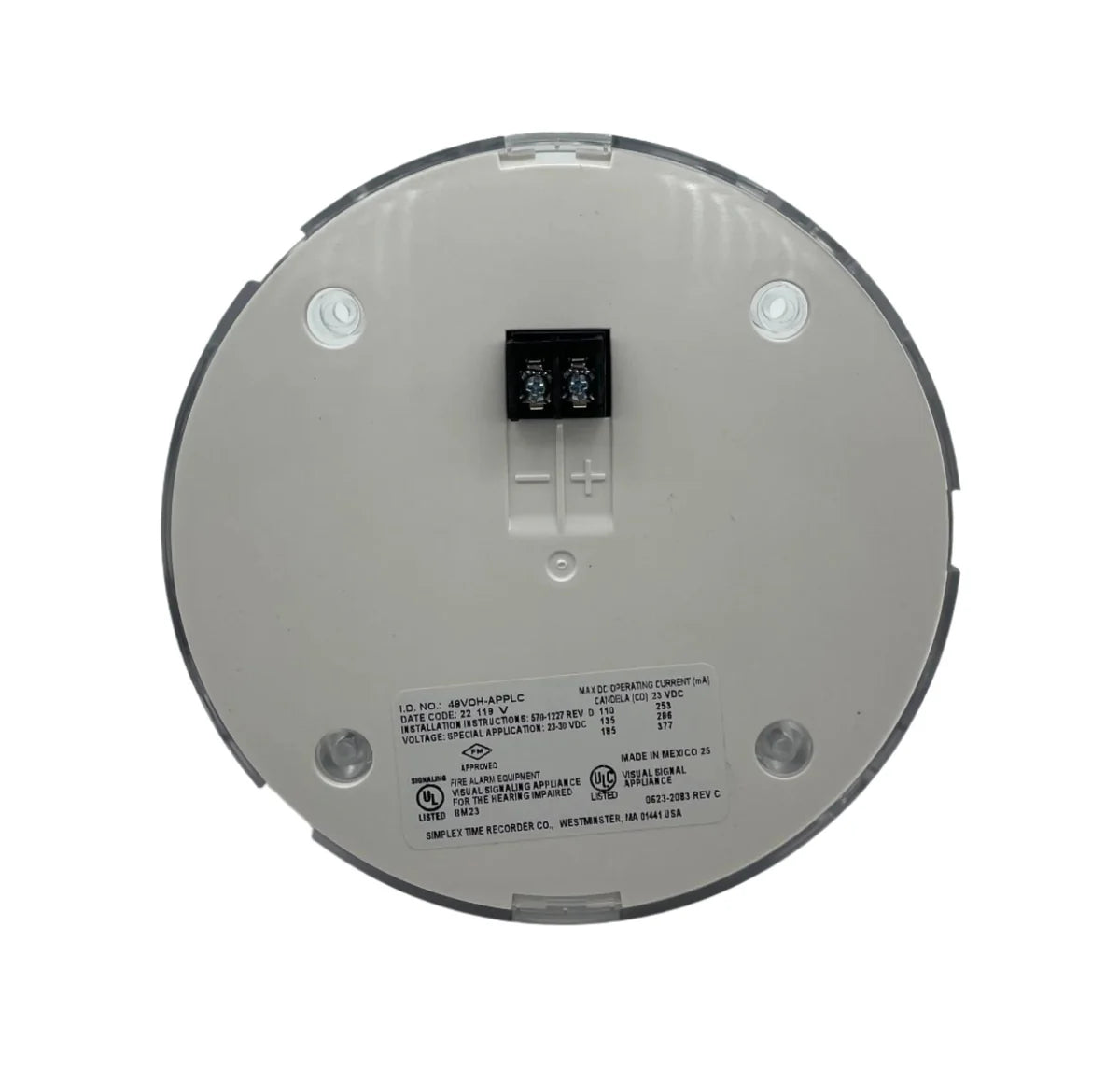 Simplex 49VOH-APPLC Strobe VO Appliance Only