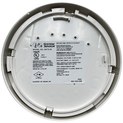 System Sensor 4WTA-B Photo Detector w/ Thermal Sensor and Sounder