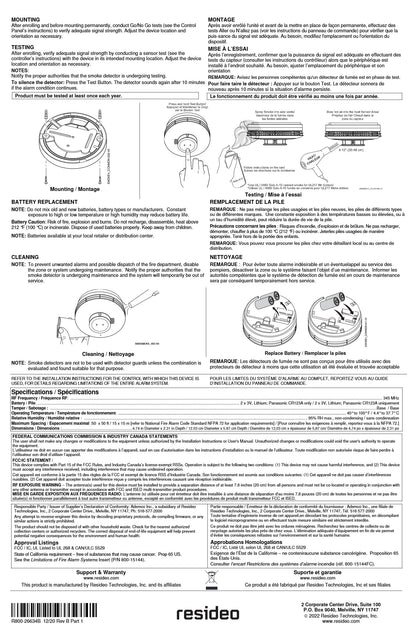 Honeywell 5800SMOKEV, Wireless Smoke Heat Detector，Batte