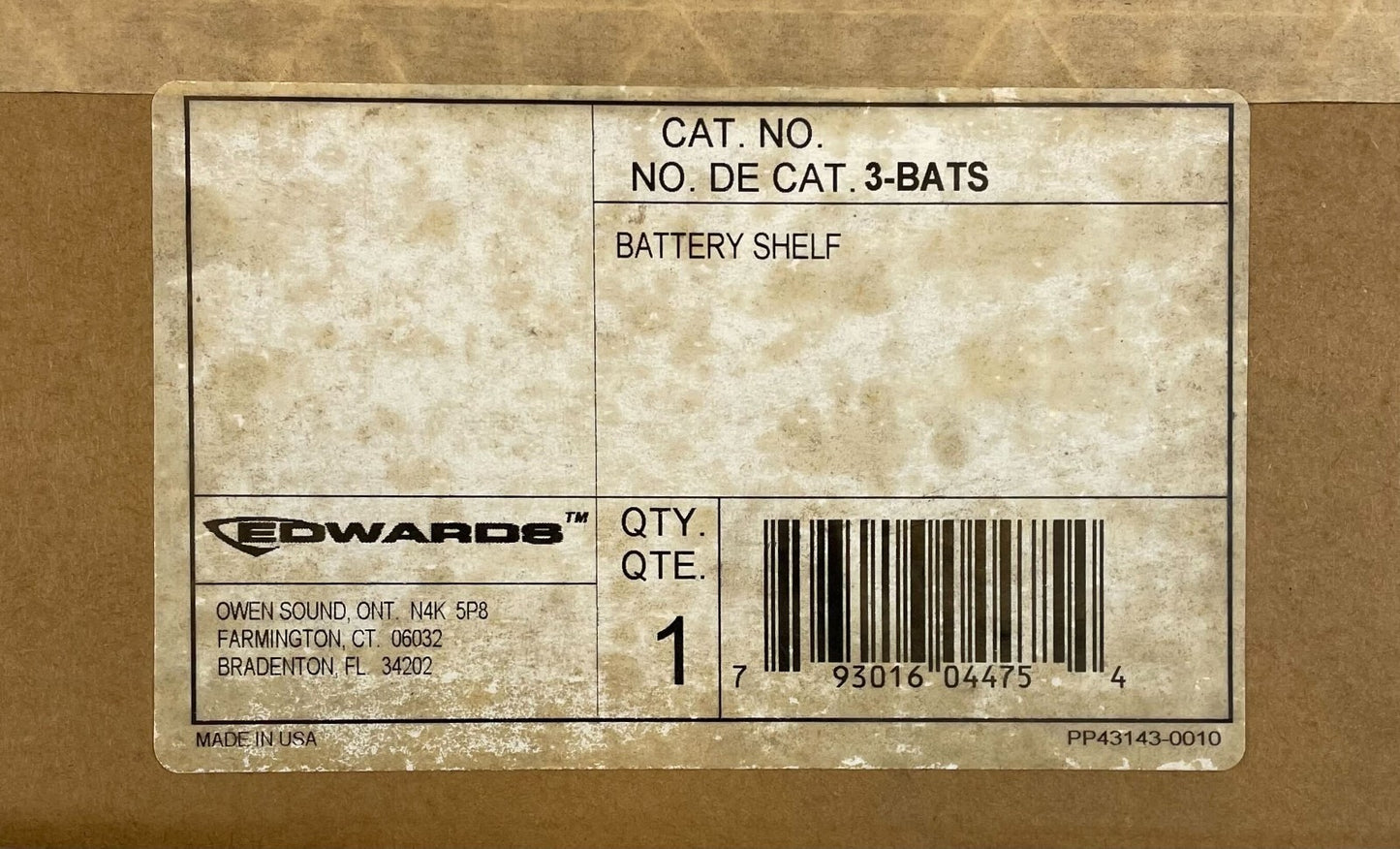 Edwards 3-BATS - Same Day Shipping (SEALED)