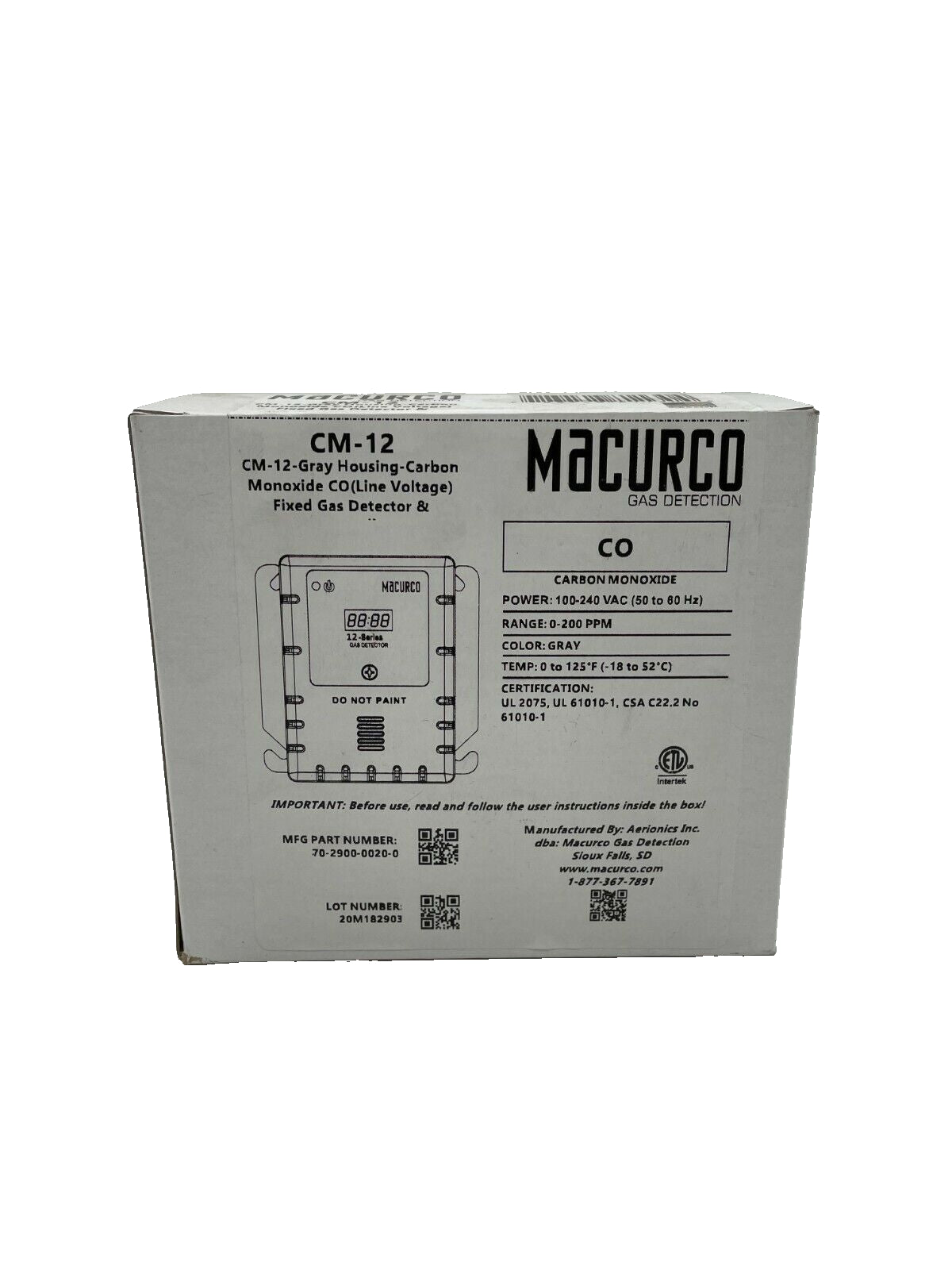 Macurco CM-12 - Same Day Shipping (SEALED)
