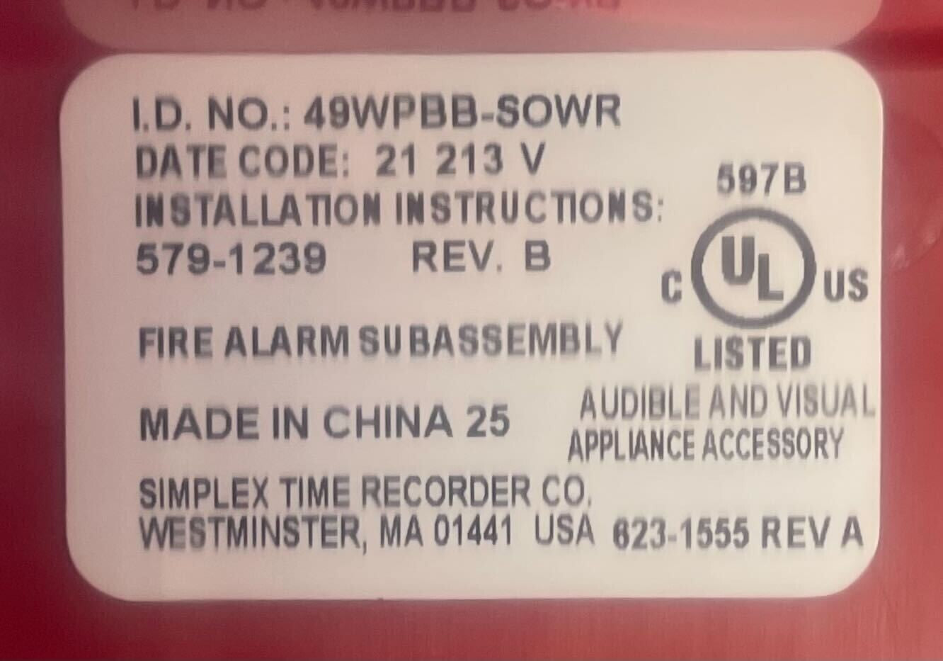 Simplex 49WPBB-SOWR - Same Day Shipping (SEALED)