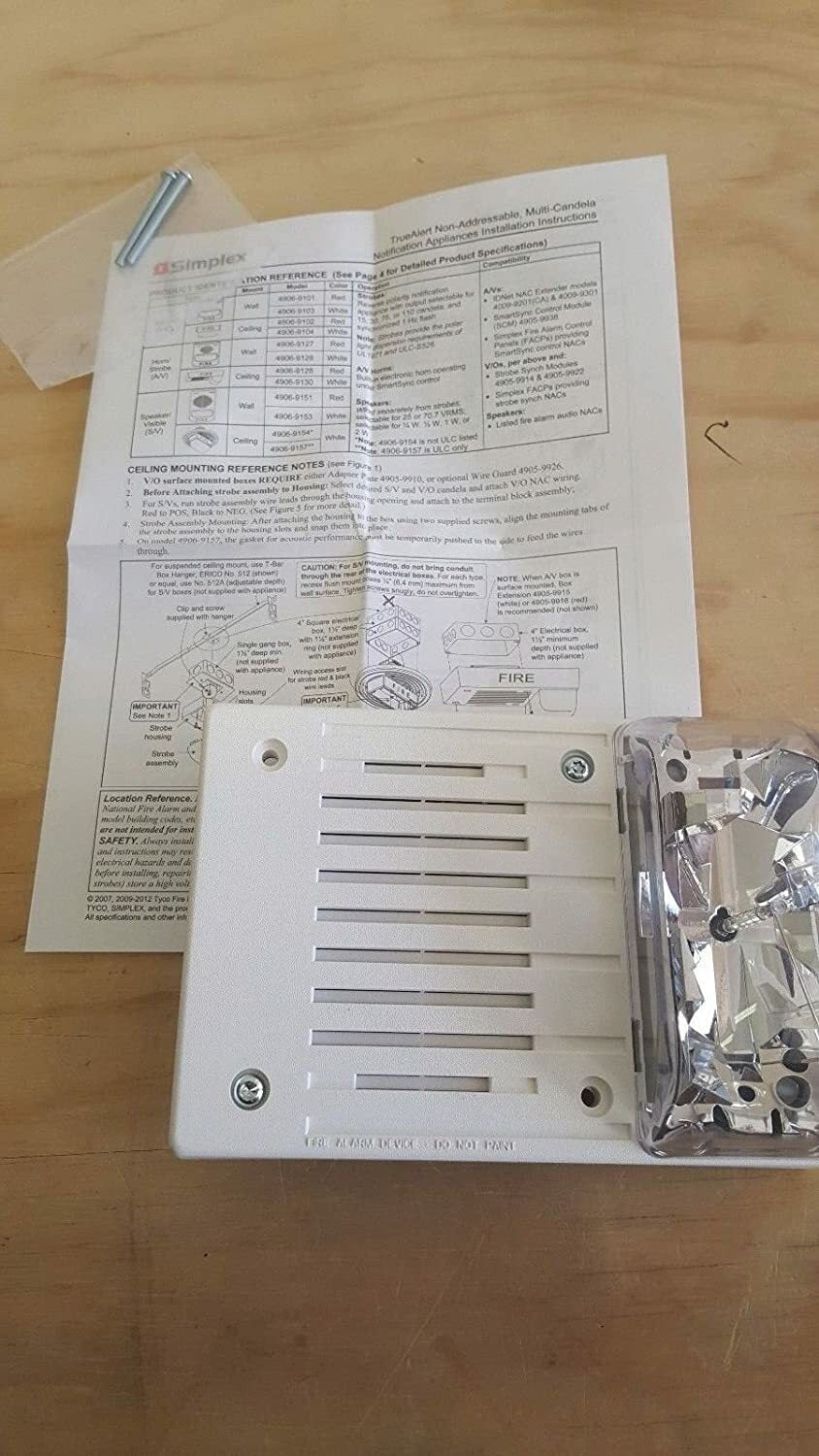 Simplex 4906-9130 Ceiling Mount Horn Strobe - Same Day Shipping (SEALED)
