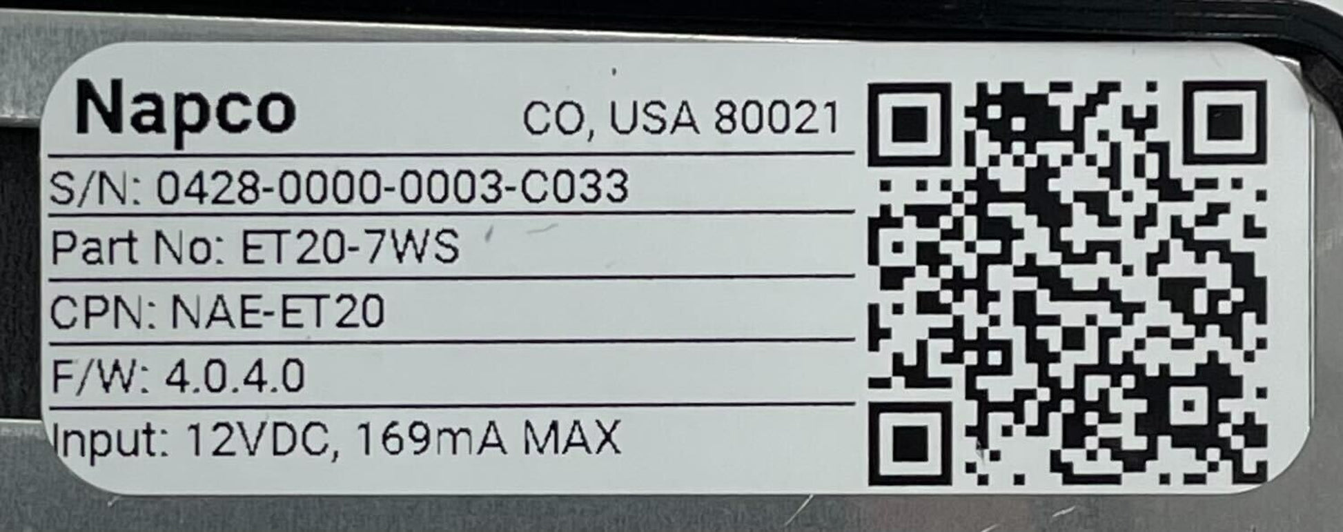 Napco NAE-ET20 - Same Day Shipping (SEALED)