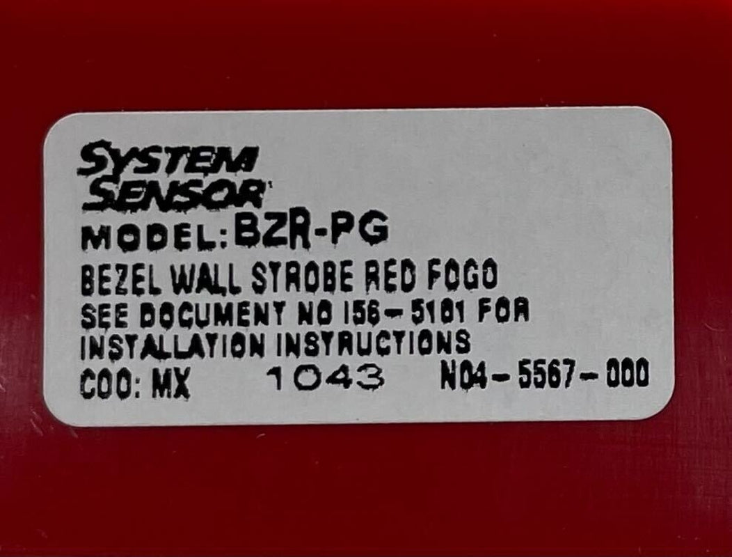 System Sensor BZR-PG Bezel Wall Horn / Strobe, Portuguese FOGO Labeling, Red