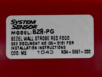 System Sensor BZR-PG Bezel Wall Horn / Strobe, Portuguese FOGO Labeling, Red