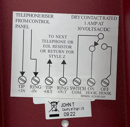 Notifier AFAWS-TELA Telephone