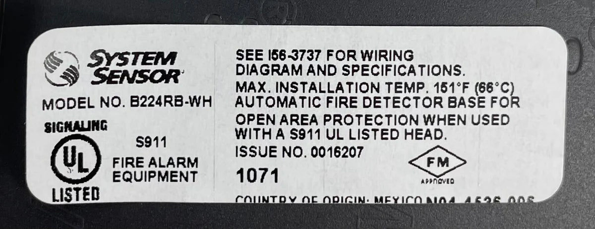 System Sensor B224RB-WH Relay Base White