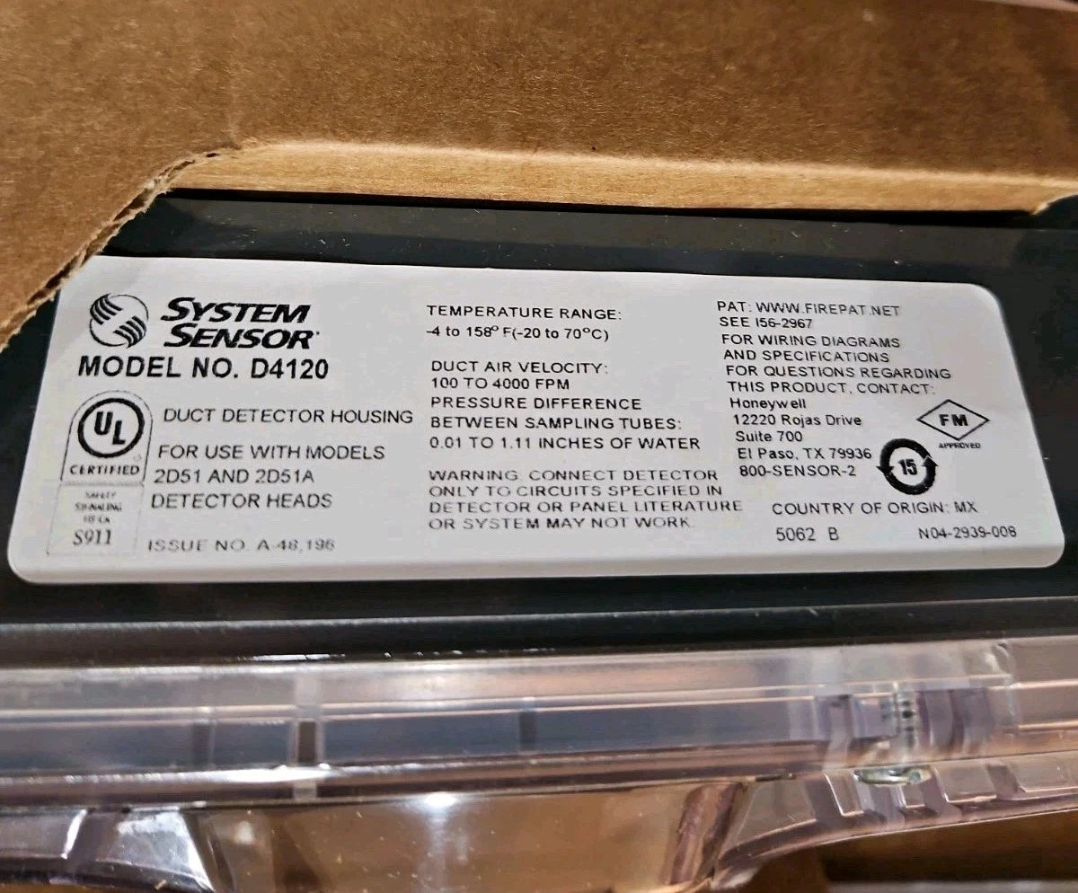 System Sensor D4120 Photoelectric Duct Smoke Detector