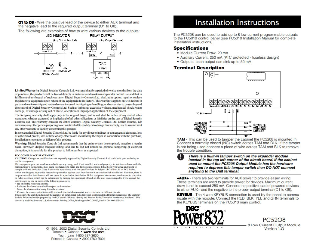 DSC PC5208 Programmable Output Module