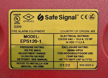 System Sensor EPS120-1 Alarm Pressure Switch