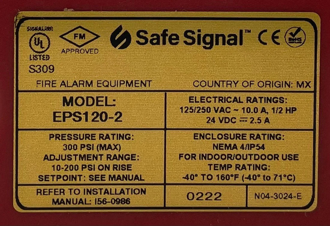 System Sensor EPS120-2 Supervisory Pressure Switch