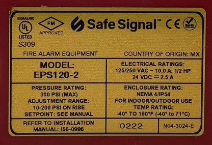 System Sensor EPS120-2 Supervisory Pressure Switch