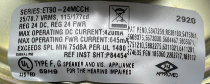 Wheelock ET90-24MCCH-FW Speaker Strobe