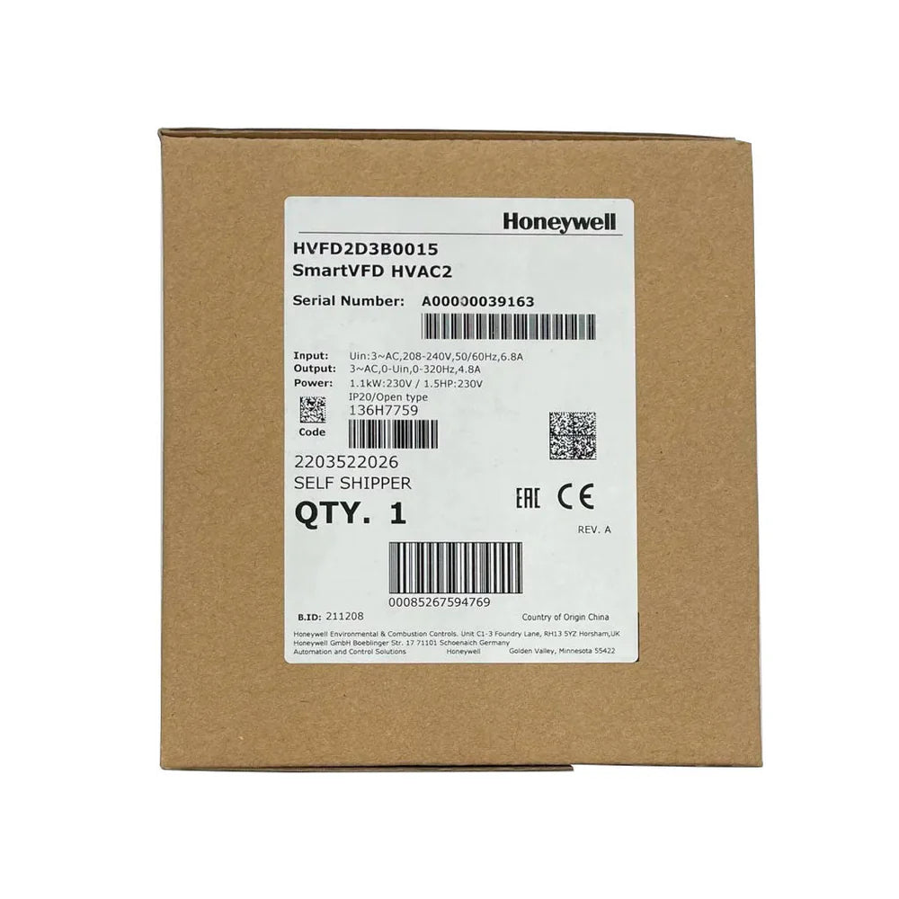 Honeywell HVAC HVFD2D3B0015 VFD HVAC2 3-PHASE 208-240V