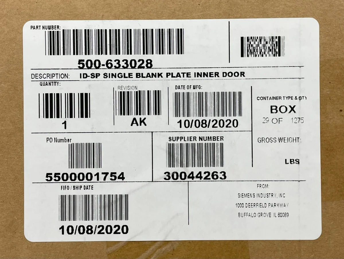 Siemens ID-SP Inner Door Single Blank Plate