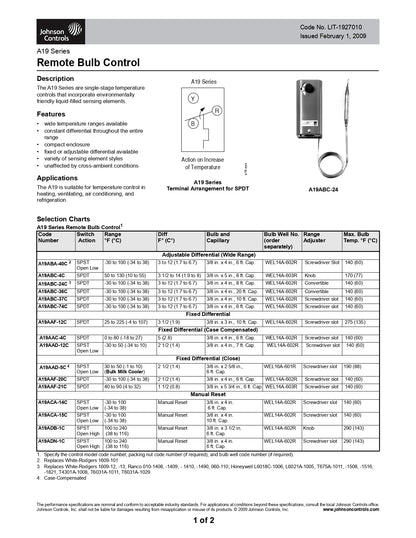 Johnson Controls A19ABC-24C A19 Series Remote Bulb. Control