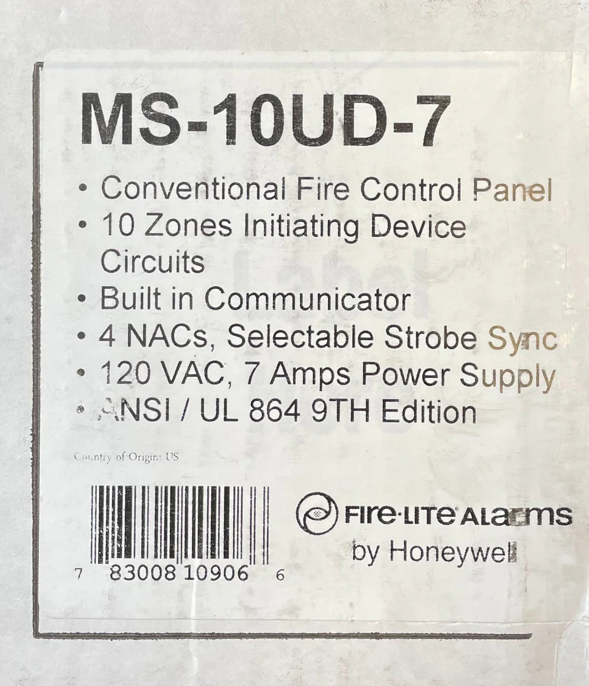 Fire-Lite MS-10UD-7 10 Zone Conventional Fire Control Panel