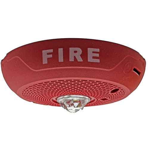 System Sensor SCRLED Series Ceiling Mount Strobe with LED, FIRE Label, Red