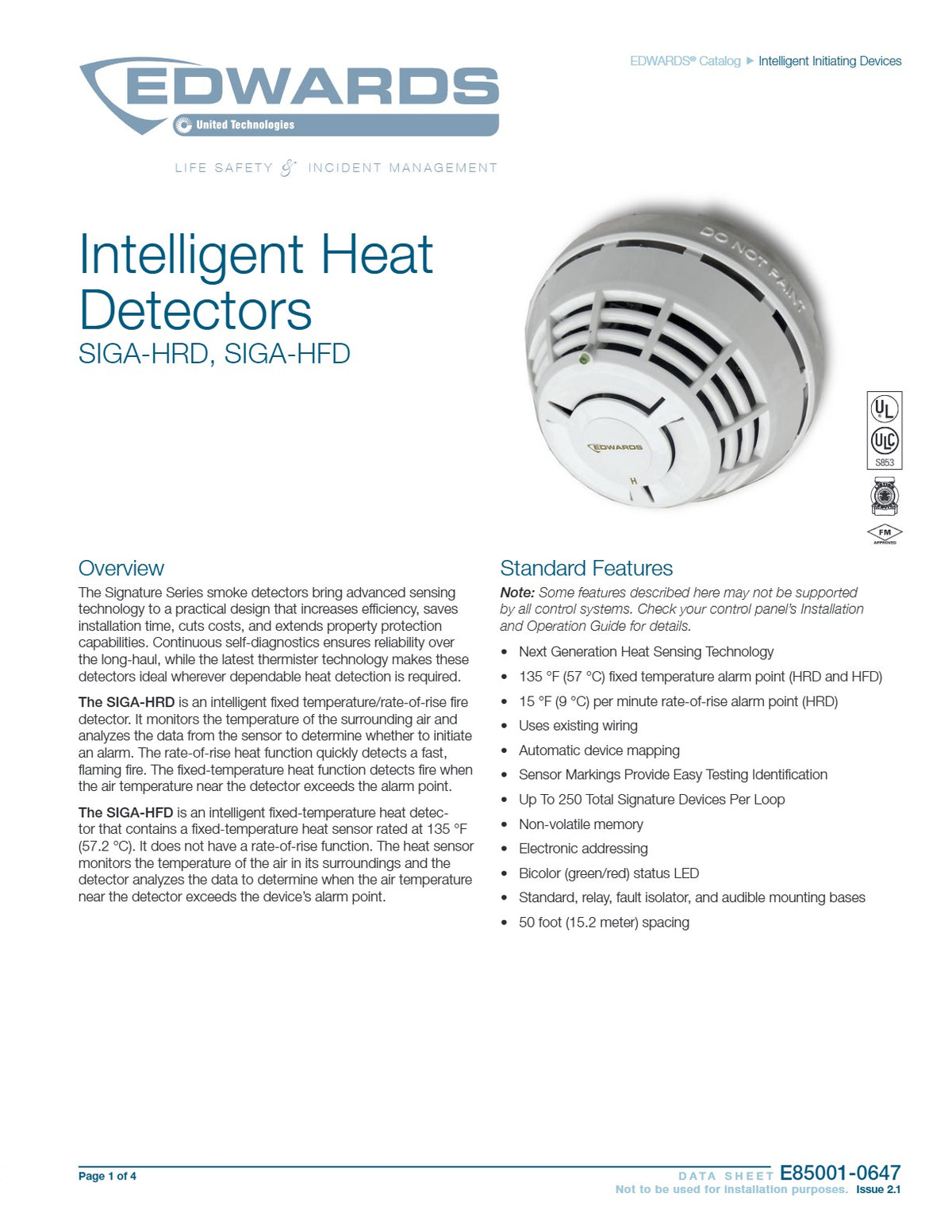 Edwards EST SIGA-HRD RoR Heat Detector