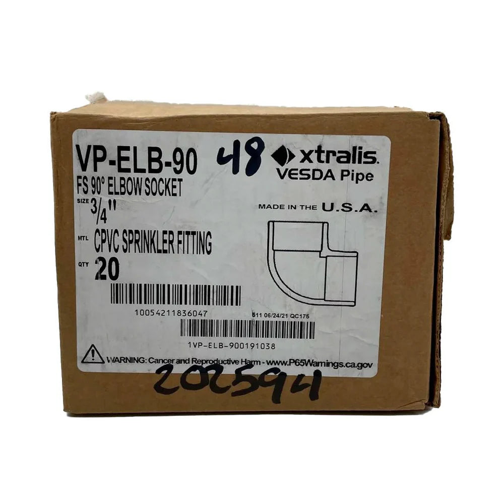 Vesda VP-ELB-90 Elbow 90 Degree 3/4 - Box with 20 Units