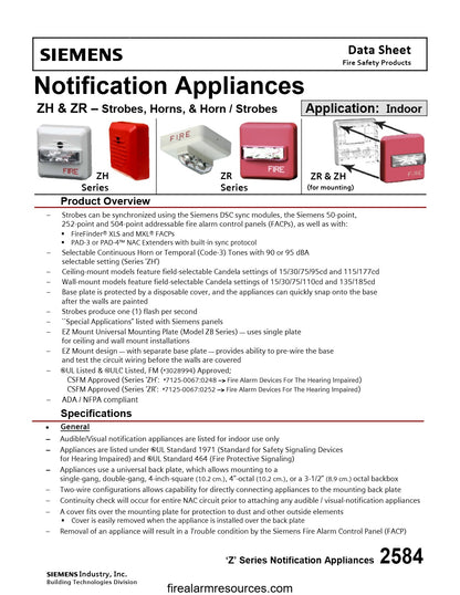 Siemens ZR-MC-W Multi-Candela Strobe