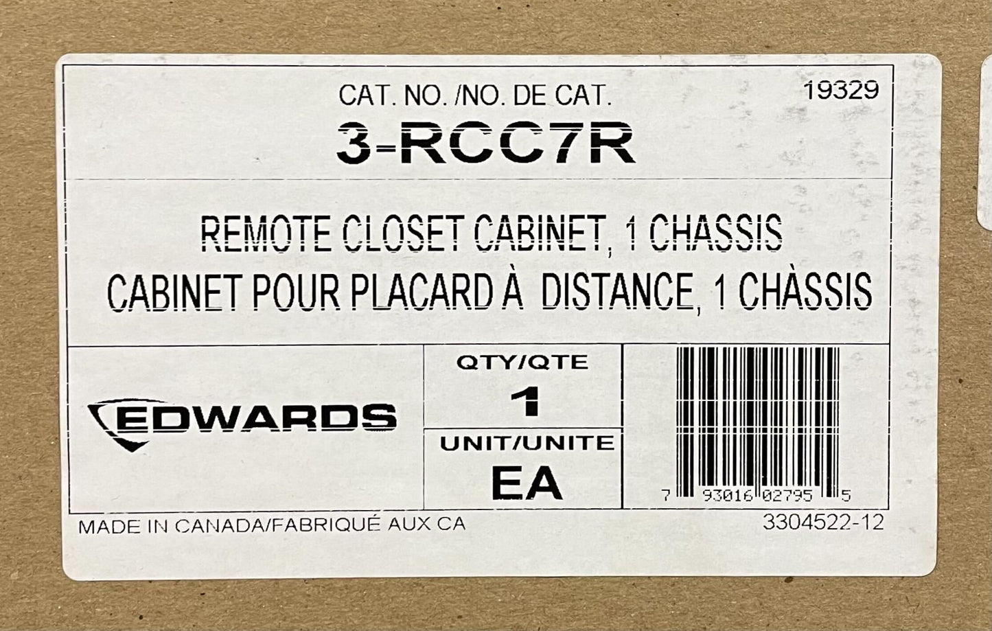 Edwards 3-RCC7R - Same Day Shipping (SEALED)