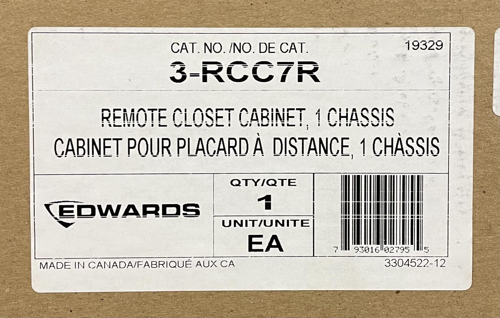 Edwards 3-RCC7R - Same Day Shipping (SEALED)