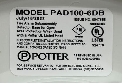 Potter PAD100-6DB - Same Day Shipping (SEALED)