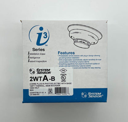 System Sensor 2WTA-B Photoelectric Smoke Detector - Same Day Shipping (SEALED)
